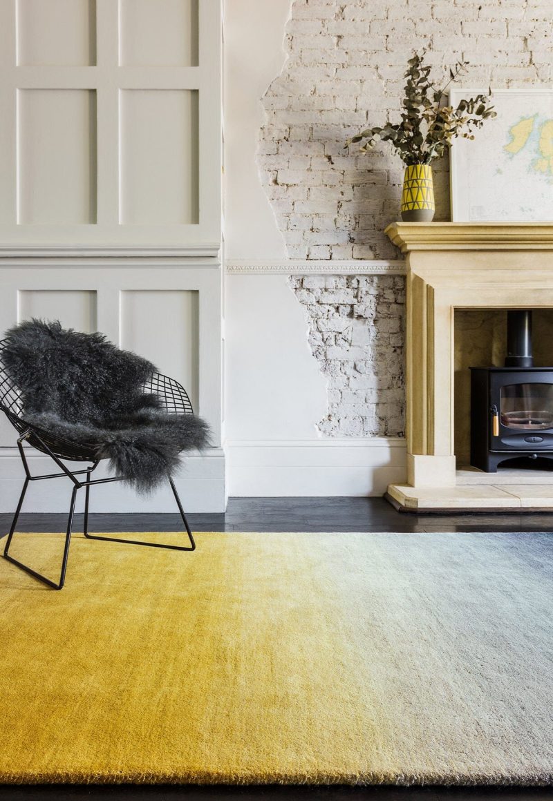 Covor pufos mustar din lână nylon lucrat manual modern model abstract Ombre Mustard 9 mm 120x170 cm OMBR120170OM01 - imagine 2
