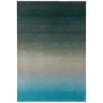 Covor pufos albastru din lână nylon lucrat manual modern model abstract Ombre Blue 9 mm 200×290 cm OMBR200290OM03