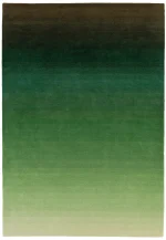 Covor pufos verde din lână nylon lucrat manual modern model abstract Ombre Runner Green 9 mm 70x240 cm OMBR070240OM04