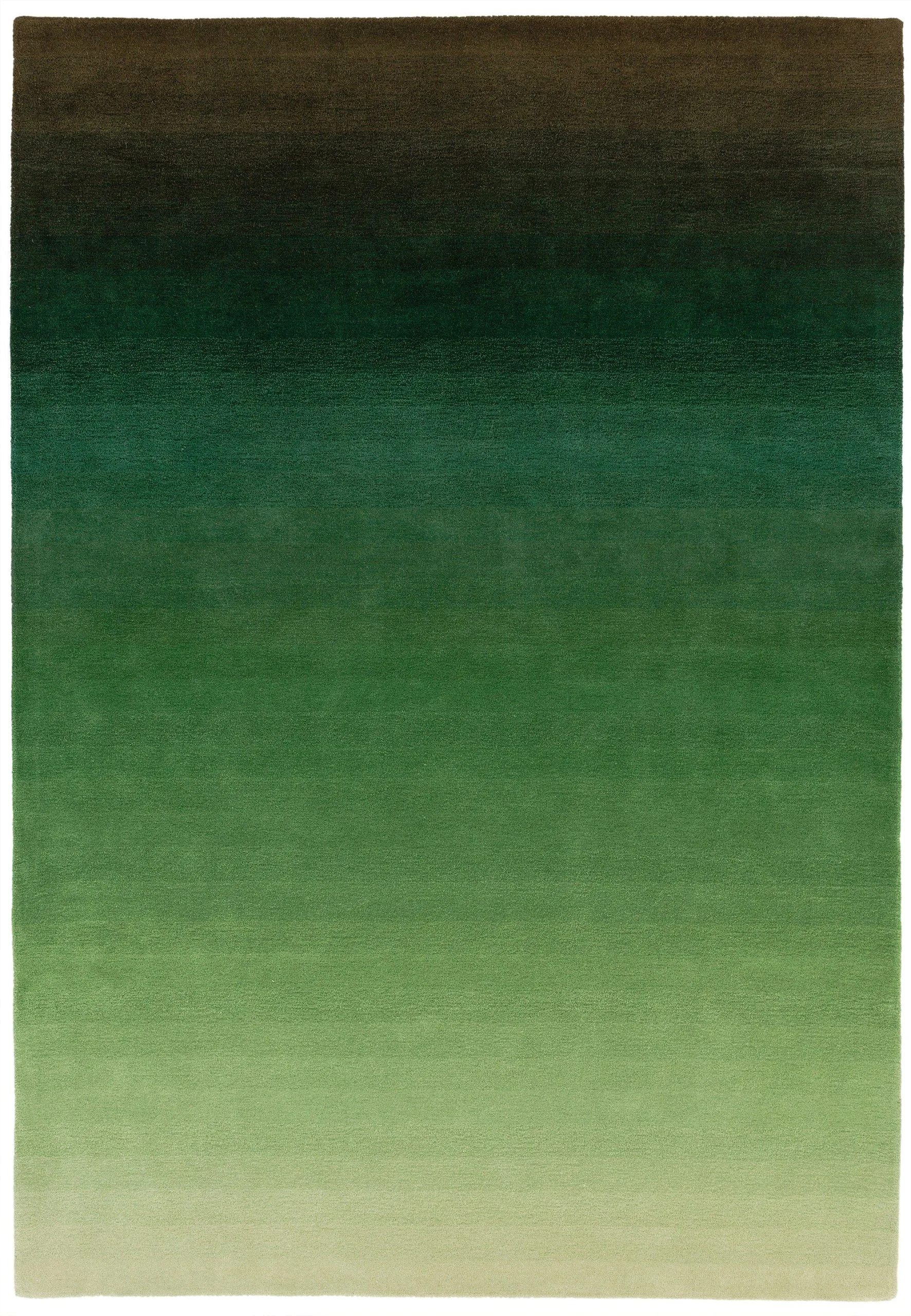 Covor pufos verde din lână nylon lucrat manual modern model abstract Ombre Green 9 mm 200×290 cm OMBR200290OM04