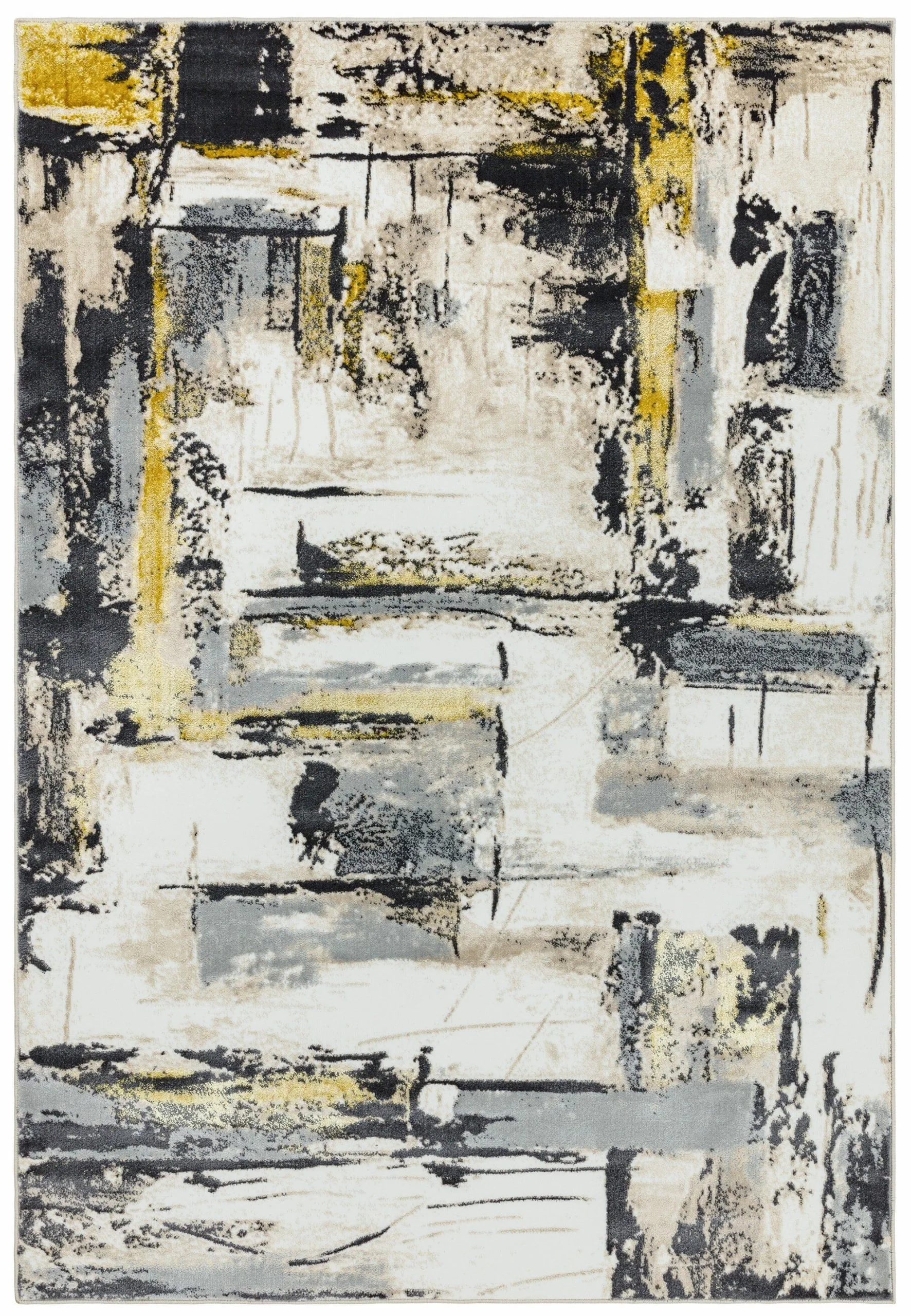 Covor pufos galben modern model abstract geometric Orion Decor Yellow 10 mm 200×290 cm ORIO2002900003