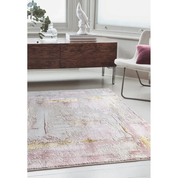 Covor pufos roz modern model abstract geometric Orion Decor Pink 10 mm 80x150 cm ORIO0801500001