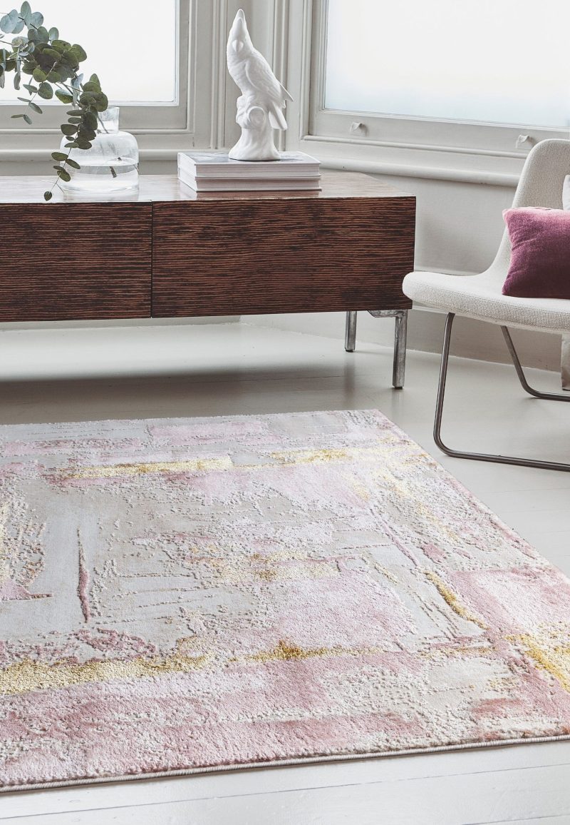 Covor pufos roz modern model abstract geometric Orion Decor Pink 10 mm 160x230 cm ORIO1602300001 - imagine 2