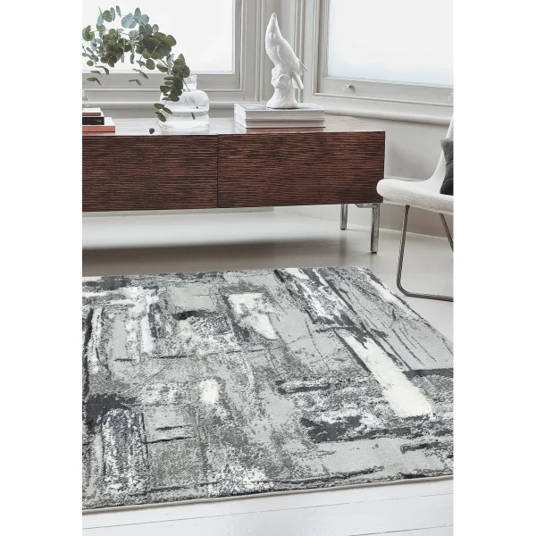 Covor pufos gri modern model abstract geometric Orion Decor Grey 10 mm 80x150 cm ORIO0801500002