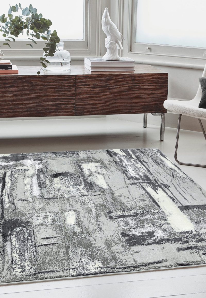 Covor pufos gri modern model abstract geometric Orion Decor Grey 10 mm 80x150 cm ORIO0801500002 - imagine 2