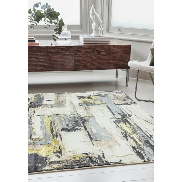 Covor pufos galben modern model abstract geometric Orion Decor Yellow 10 mm 80x150 cm ORIO0801500003