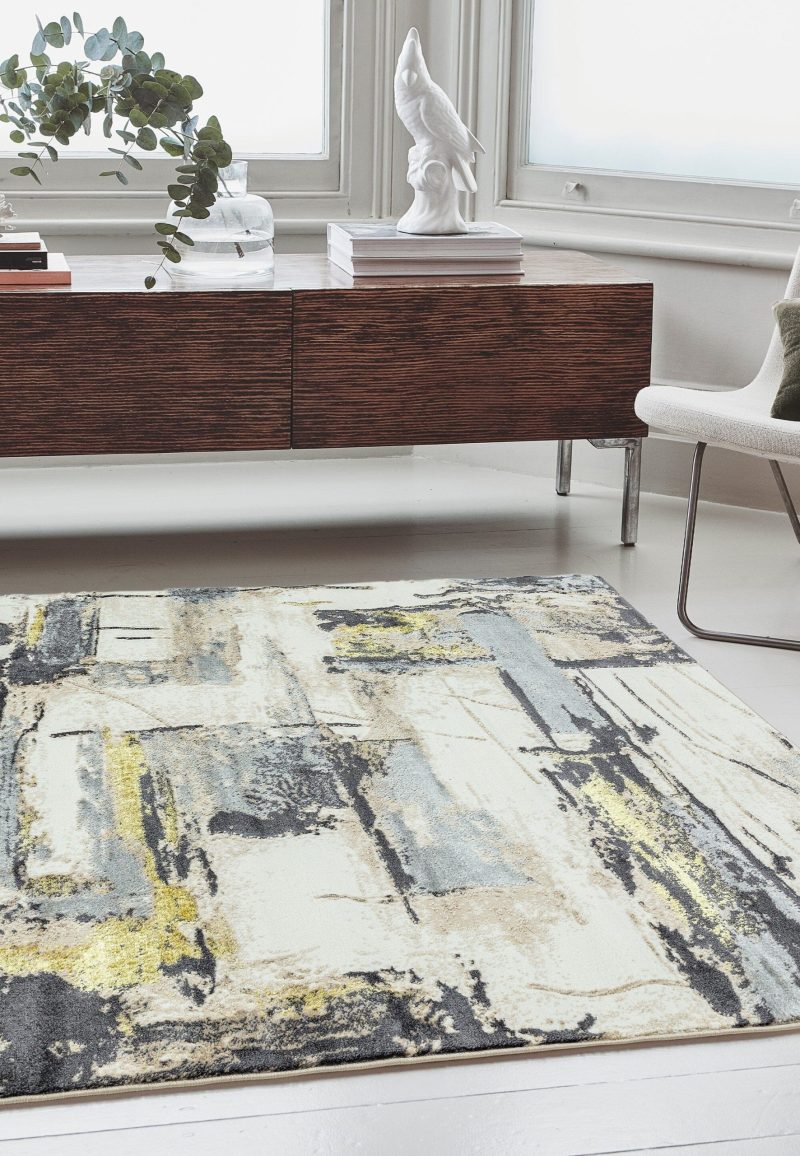 Covor pufos galben modern model abstract geometric Orion Decor Yellow 10 mm 240x340 cm ORIO2403400003 - imagine 2
