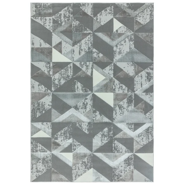 Covor pufos argintiu modern model abstract geometric Orion Flag Silver 10 mm 80x150 cm ORIO0801500009