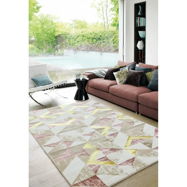 Covor pufos roz modern model abstract geometric Orion Flag Pink 10 mm 80x150 cm ORIO0801500010