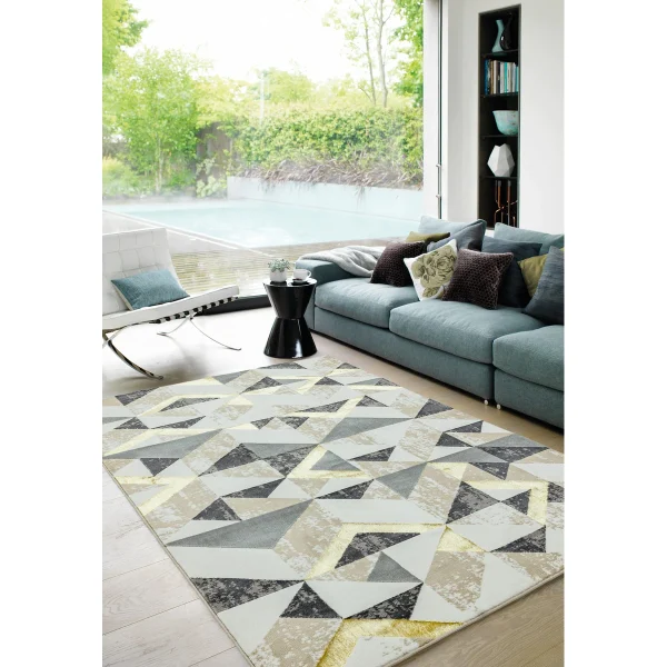 Covor pufos gri modern model abstract geometric Orion Flag Grey 10 mm 80x150 cm ORIO0801500011