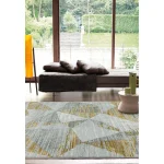 Covor Orion Blocks Yellow, gri cu galben, 80x150 cm, 10 mm inaltime fir