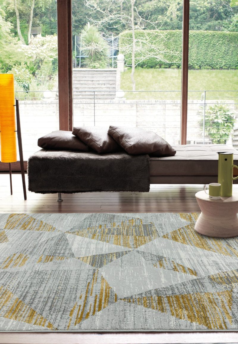 Covor pufos galben modern model abstract geometric Orion Blocks Yellow 10 mm 160x230 cm ORIO1602300012 - imagine 2