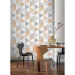 Tapet Arthouse Scandi Triangle Orange Checks and Geos color Orange 1005 mm x 53 cm