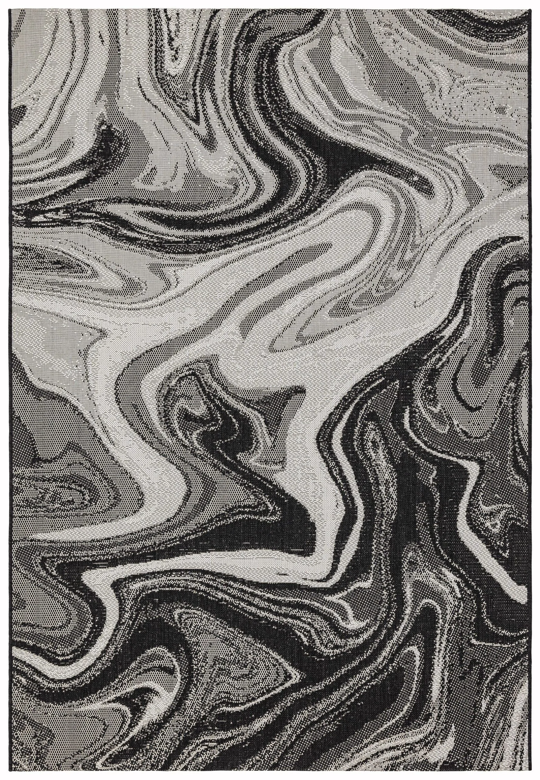 Covor negru modern outdoor model geometric Patio Black Marble 4 mm 120×170 cm PATI1201700019