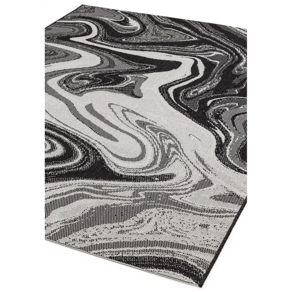 Covor negru modern outdoor model geometric Patio Black Marble 4 mm 80x150 cm PATI0801500019
