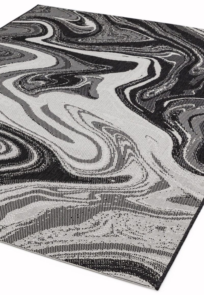 Covor negru modern outdoor model geometric Patio Black Marble 4 mm 160x230 cm PATI1602300019 - imagine 2