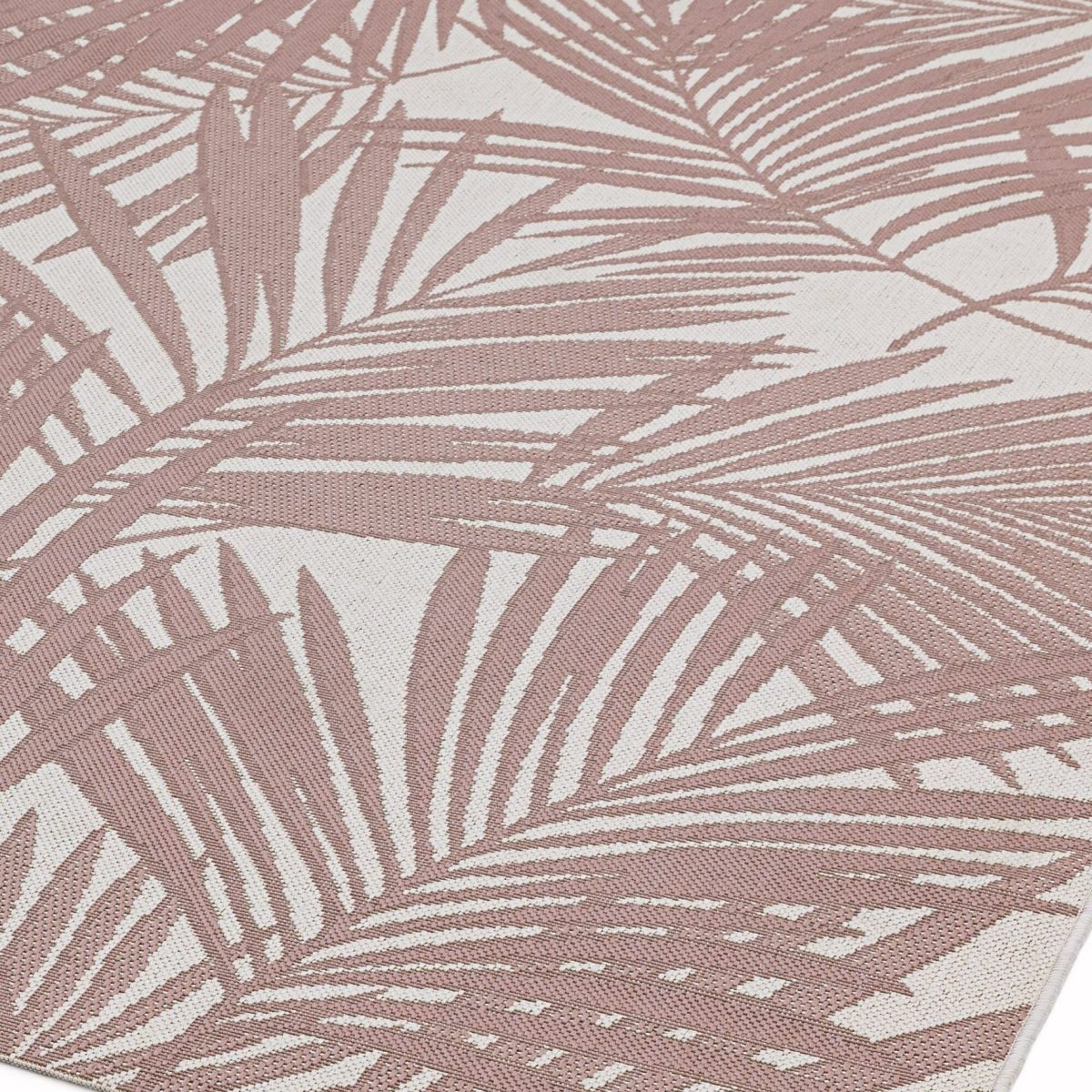 Covor roz modern outdoor model geometric Patio Pink Palm 4 mm 120x170 cm PATI1201700021
