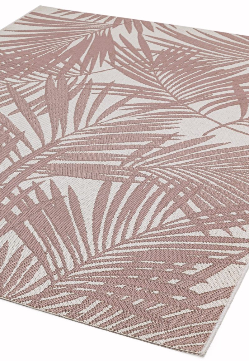 Covor roz modern outdoor model geometric Patio Pink Palm 4 mm 120x170 cm PATI1201700021 - imagine 2