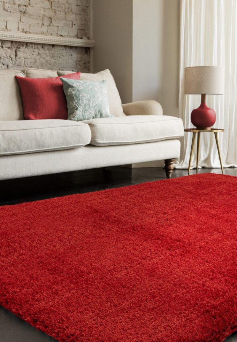 Covor pufos rosu modern model uni Payton Red 45 mm 200x290 cm PAYT200290REDD - imagine 3