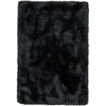 Covor pufos negru lucrat manual modern model uni Plush Black 75 mm 70x140 cm PLUS070140BLAC
