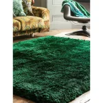 Covor pufos verde lucrat manual modern model uni Plush Emerald 75 mm 200x300 cm PLUS200300EMER