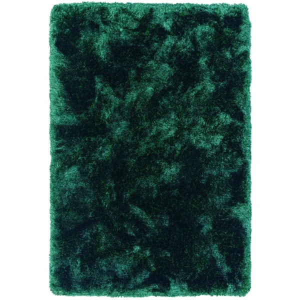 Covor pufos verde lucrat manual modern model uni Plush Emerald 75 mm 70x140 cm PLUS070140EMER
