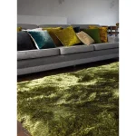 Covor pufos verde lucrat manual modern model uni Plush Green 75 mm 160x230 cm PLUS160230GREE