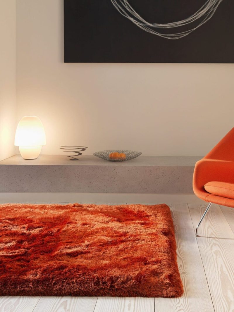 Covor pufos lucrat manual modern model uni Plush Rust 75 mm 160x230 cm PLUS160230RUST - imagine 3