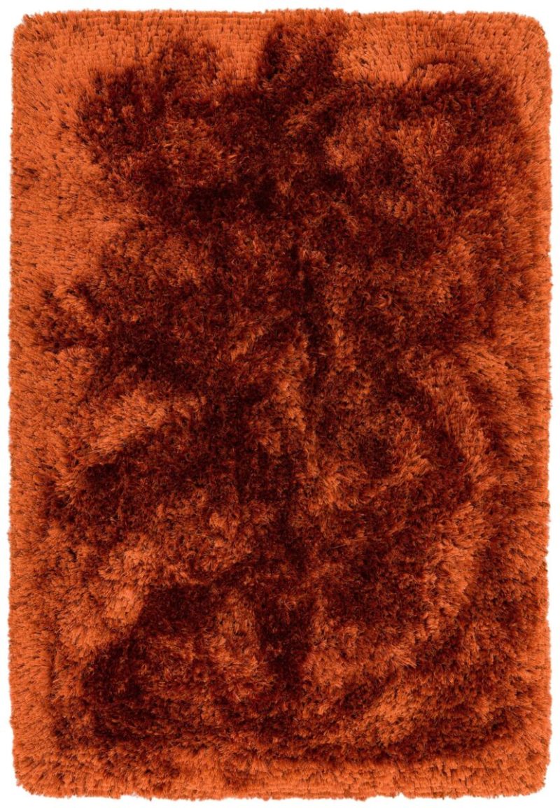 Covor pufos lucrat manual modern model uni Plush Circle Rust 75 mm 150x150 cm PLUS150150RUST