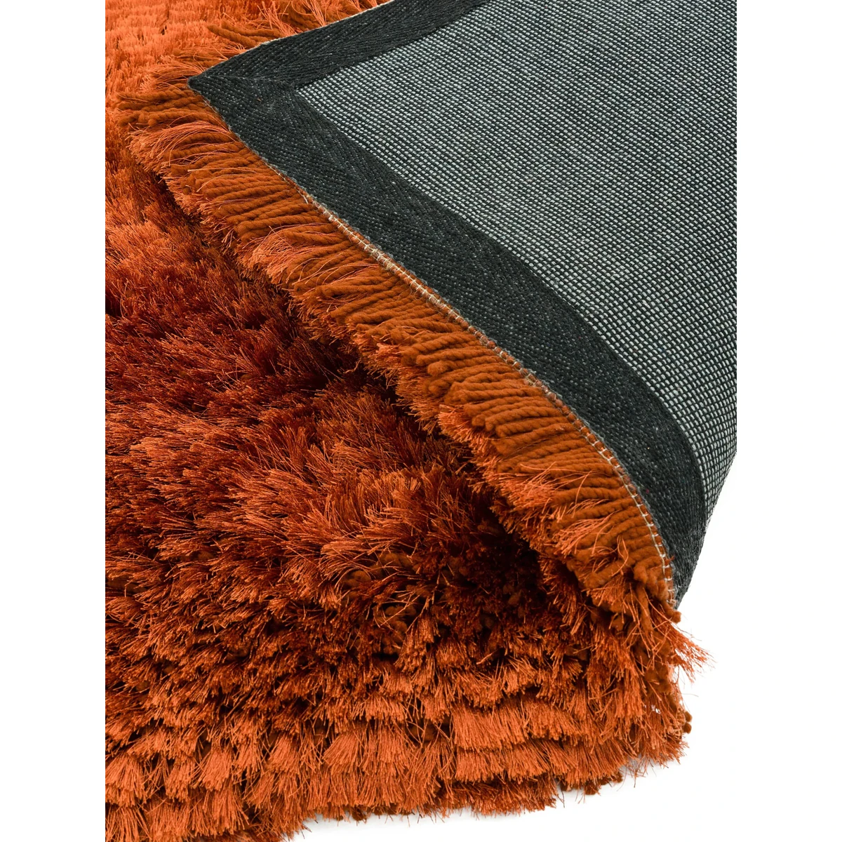 Covor pufos lucrat manual modern model uni Plush Circle Rust 75 mm 150x150 cm PLUS150150RUST