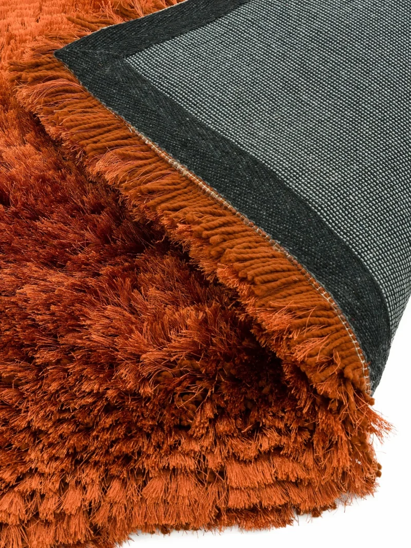 Covor pufos lucrat manual modern model uni Plush Circle Rust 75 mm 150x150 cm PLUS150150RUST - imagine 5