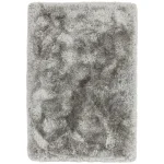 Covor pufos argintiu lucrat manual modern model uni Plush Silver 75 mm 70×140 cm PLUS070140SILV