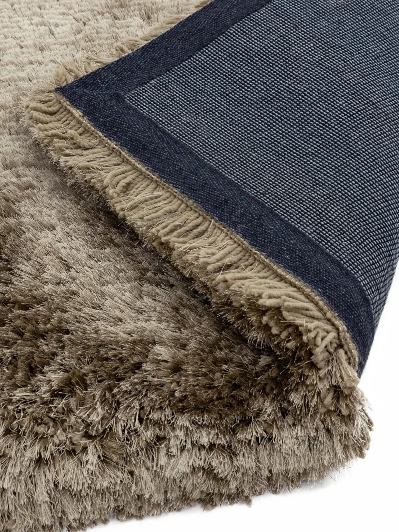 Covor pufos taupe lucrat manual modern model uni Plush Circle Taupe 75 mm 150x150 cm PLUS150150TAUP - imagine 3