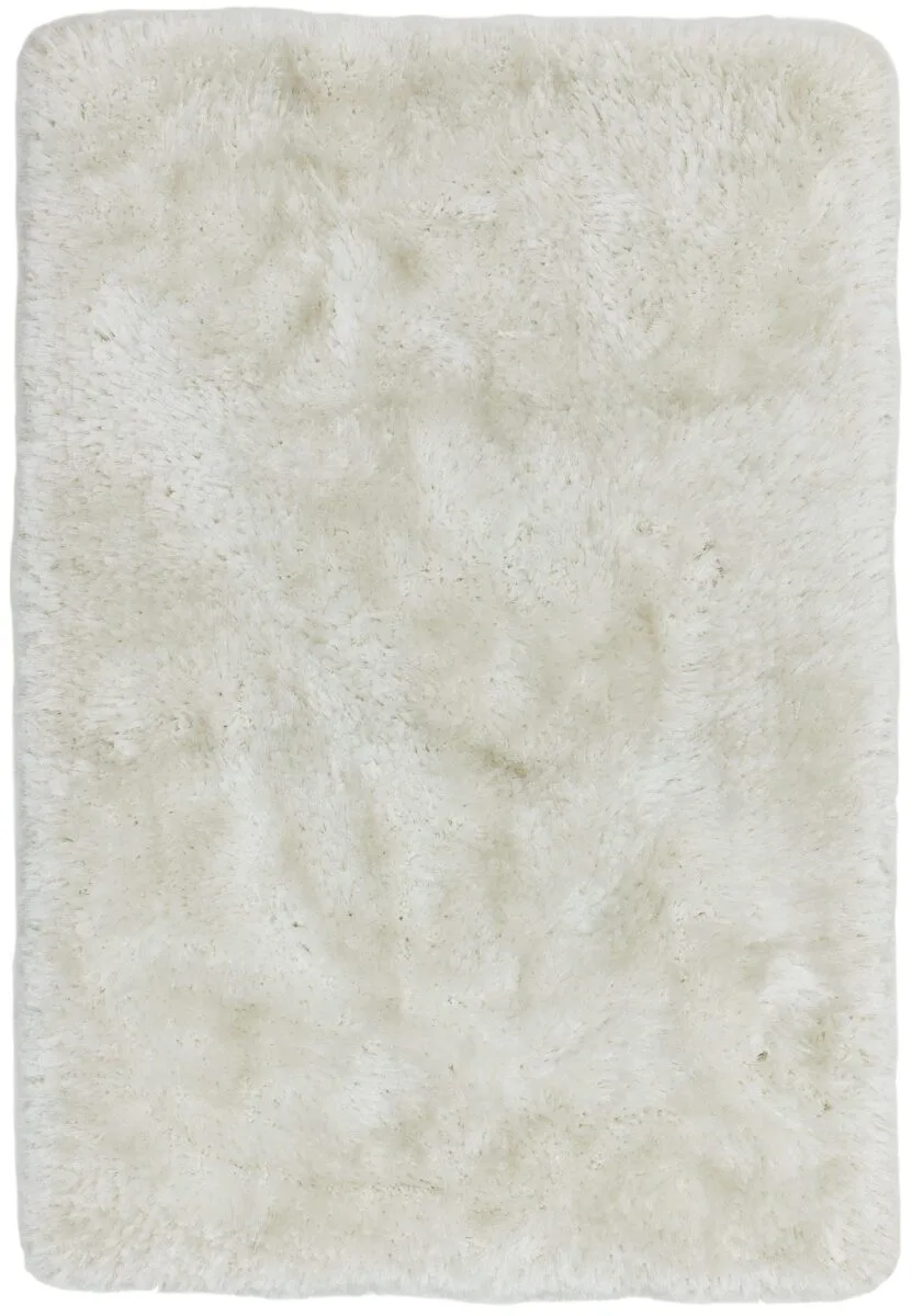 Covor pufos alb lucrat manual modern model uni Plush White 75 mm 140×200 cm PLUS140200WHIT