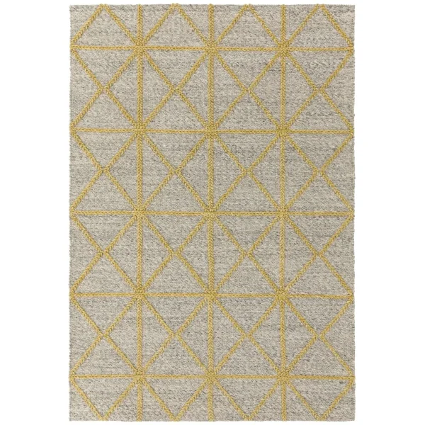 Covor pufos galben lucrat manual modern model uni Prism Yellow 75 mm 120x170 cm PRIS120170YELL