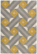 Covor pufos din lână lucrat manual modern model geometric abstract Reef Motif Ochre Grey 10 mm 120x170 cm REEF1201700001