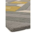 Covor pufos din lână lucrat manual modern model geometric abstract Reef Runner Motif Ochre Grey 10 mm 66x200 cm REEF0662000001