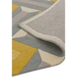 Covor pufos din lână lucrat manual modern model geometric abstract Reef Runner Motif Ochre Grey 10 mm 66x200 cm REEF0662000001