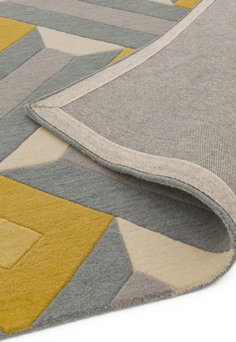 Covor pufos din lână lucrat manual modern model geometric abstract Reef Runner Motif Ochre Grey 10 mm 66x200 cm REEF0662000001 - imagine 5