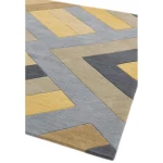 Covor pufos din lână lucrat manual modern model geometric abstract Reef Big Zig Ochre Grey 10 mm 160x230 cm REEF1602300002