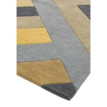 Covor pufos din lână lucrat manual modern model geometric abstract Reef Big Zig Ochre Grey 10 mm 160x230 cm REEF1602300002