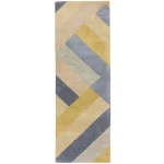 Covor pufos din lână lucrat manual modern model geometric abstract Reef Big Zig Ochre Grey 10 mm 160x230 cm REEF1602300002