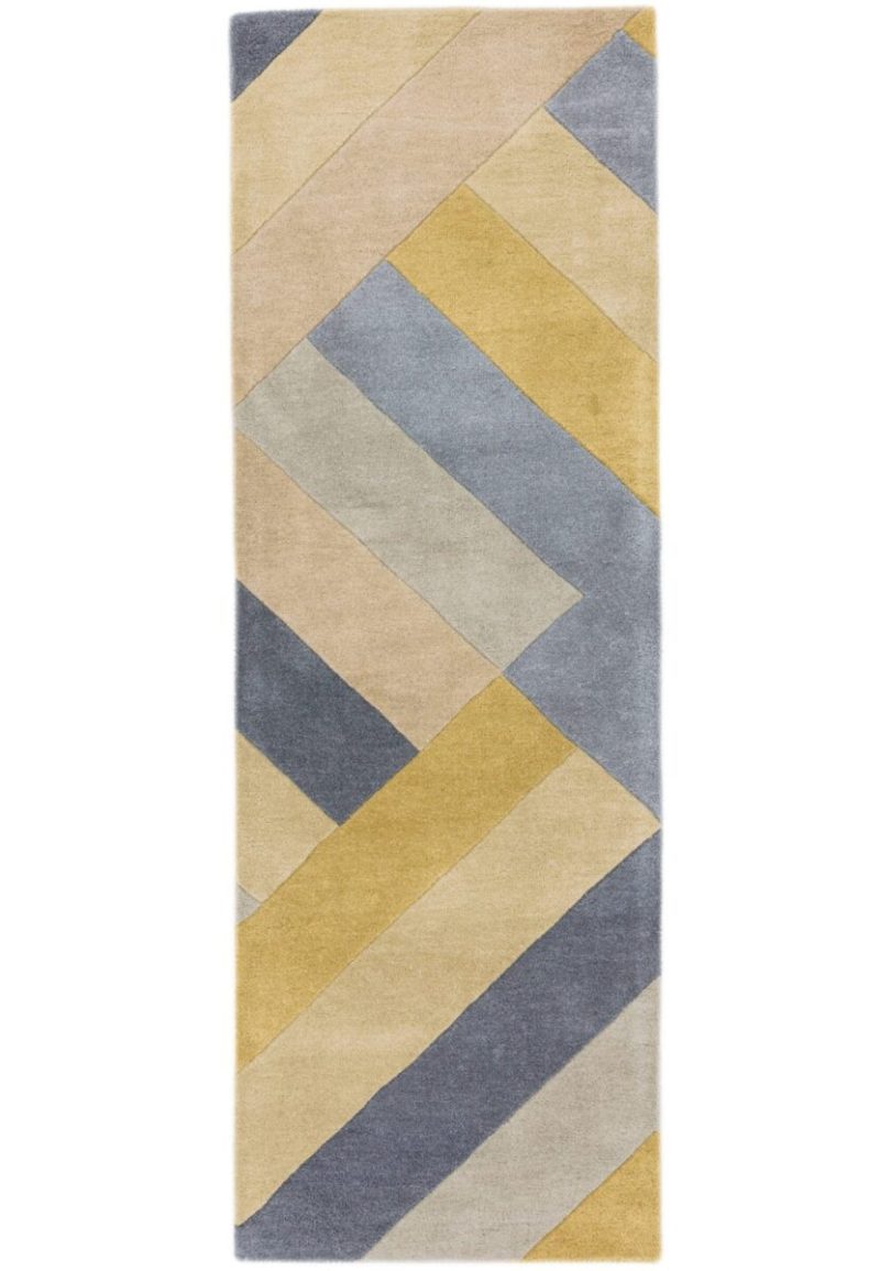 Covor pufos din lână lucrat manual modern model geometric abstract Reef Big Zig Ochre Grey 10 mm 160x230 cm REEF1602300002 - imagine 5