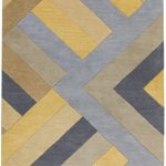 Covor pufos din lână lucrat manual modern model geometric abstract Reef Big Zig Ochre Grey 10 mm 160×230 cm REEF1602300002