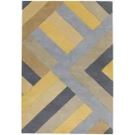 Covor pufos din lână lucrat manual modern model geometric abstract Reef Big Zig Ochre Grey 10 mm 160×230 cm REEF1602300002