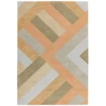 Covor pufos din lână lucrat manual modern model geometric abstract Reef Big Zig Coral 10 mm 160×230 cm REEF1602300003