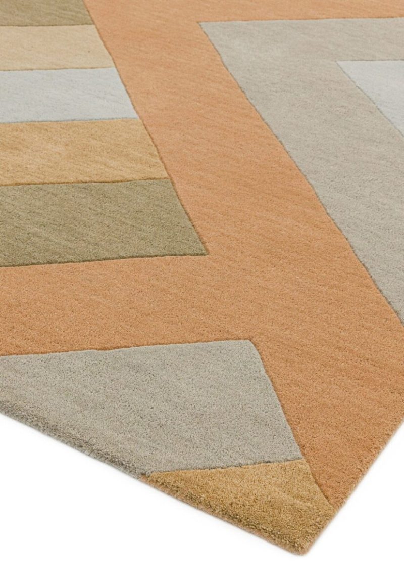 Covor pufos din lână lucrat manual modern model geometric abstract Reef Runner Big Zig Coral 10 mm 66x200 cm REEF0662000003 - imagine 3