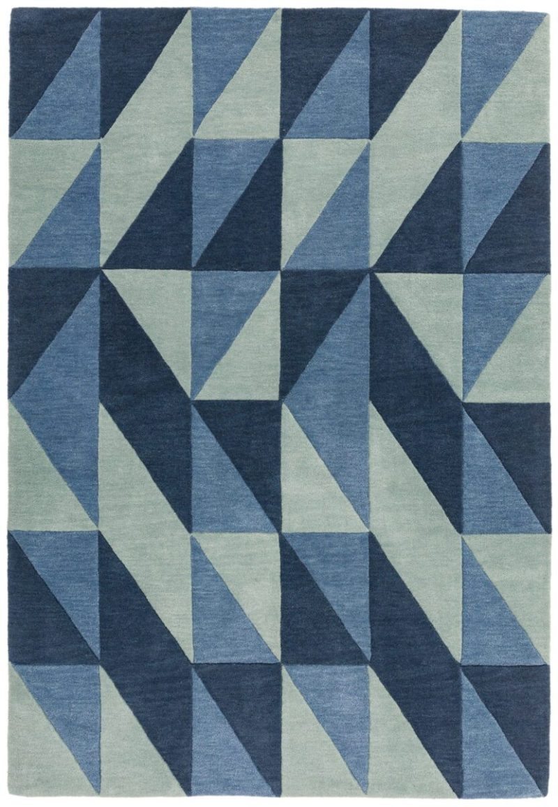 Covor pufos din lână lucrat manual modern model geometric abstract Reef Flag Blue 10 mm 200x290 cm REEF2002900004 - imagine 2
