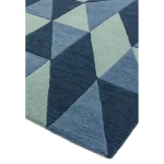 Covor pufos din lână lucrat manual modern model geometric abstract Reef Flag Blue 10 mm 200x290 cm REEF2002900004