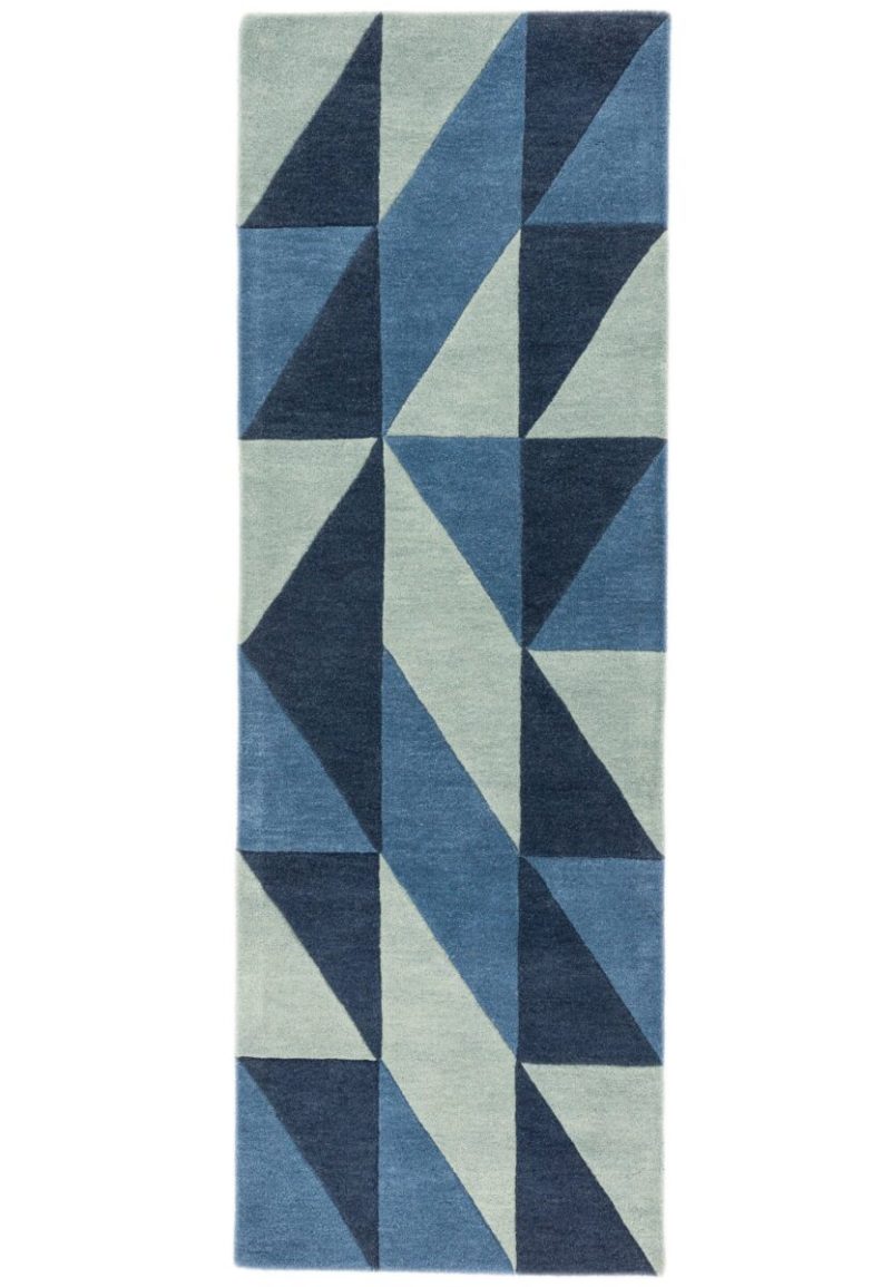 Covor pufos din lână lucrat manual modern model geometric abstract Reef Flag Blue 10 mm 200x290 cm REEF2002900004 - imagine 5